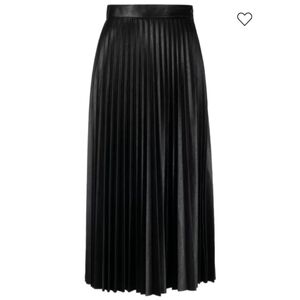 MM6 Maison Margiela Black Pleated Faux Leather Midi Skirt